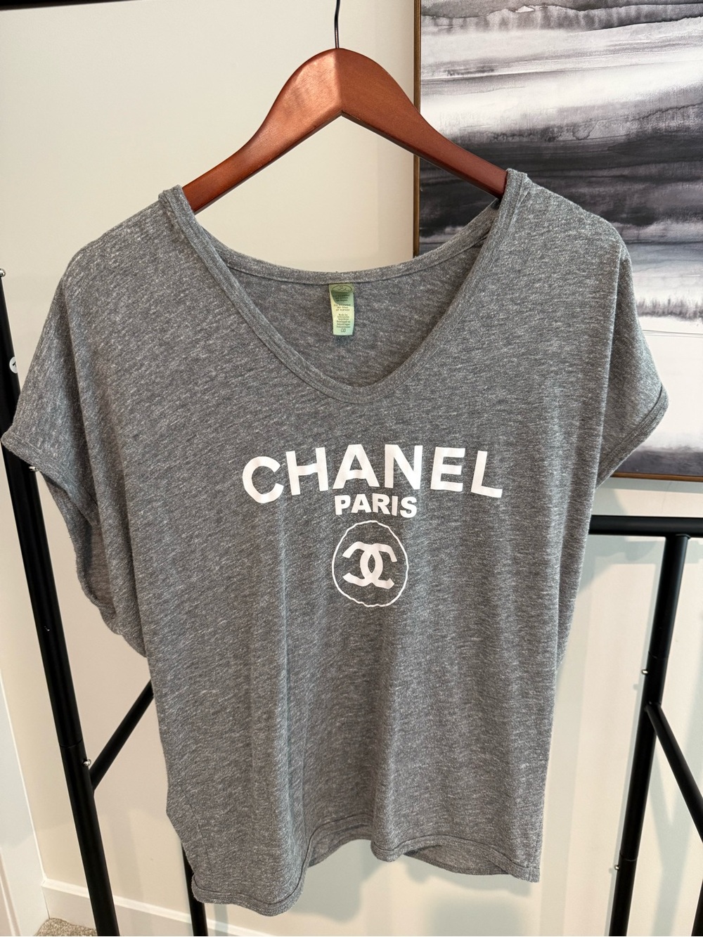 Alternative Gray V‑Neck Tee with White Logo